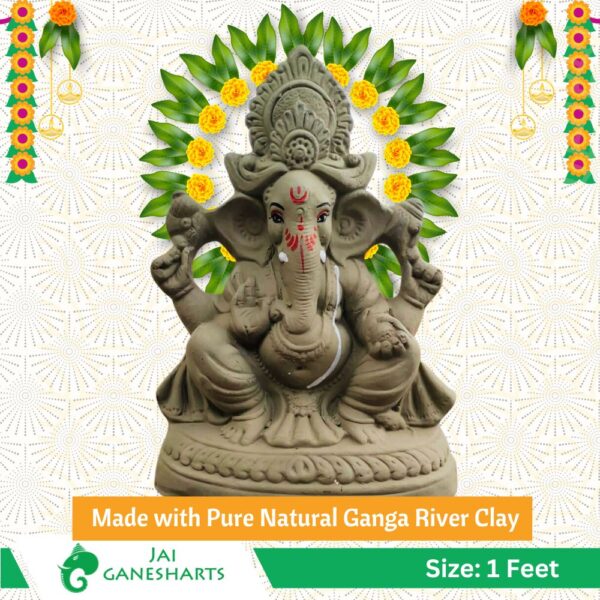 1 Feet Ganesh Idol made with Pure Ganga Clay Hyderabad, Clay Ganesh