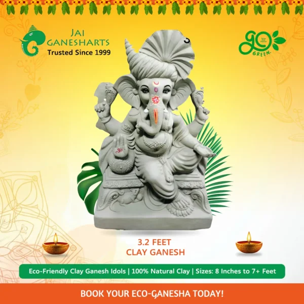 3.2 Feet Clay Ganesh Idol 4