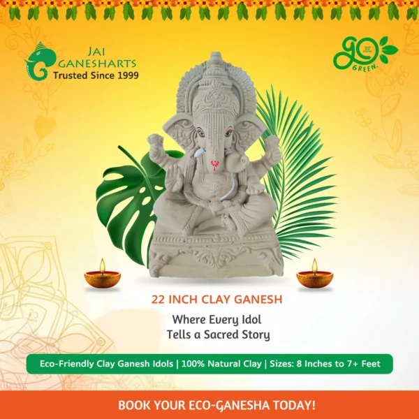 22 Inch Clay Ganesh Idol 2