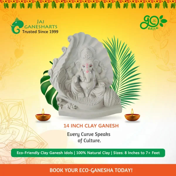 14 Inch Clay Ganesh Idol
